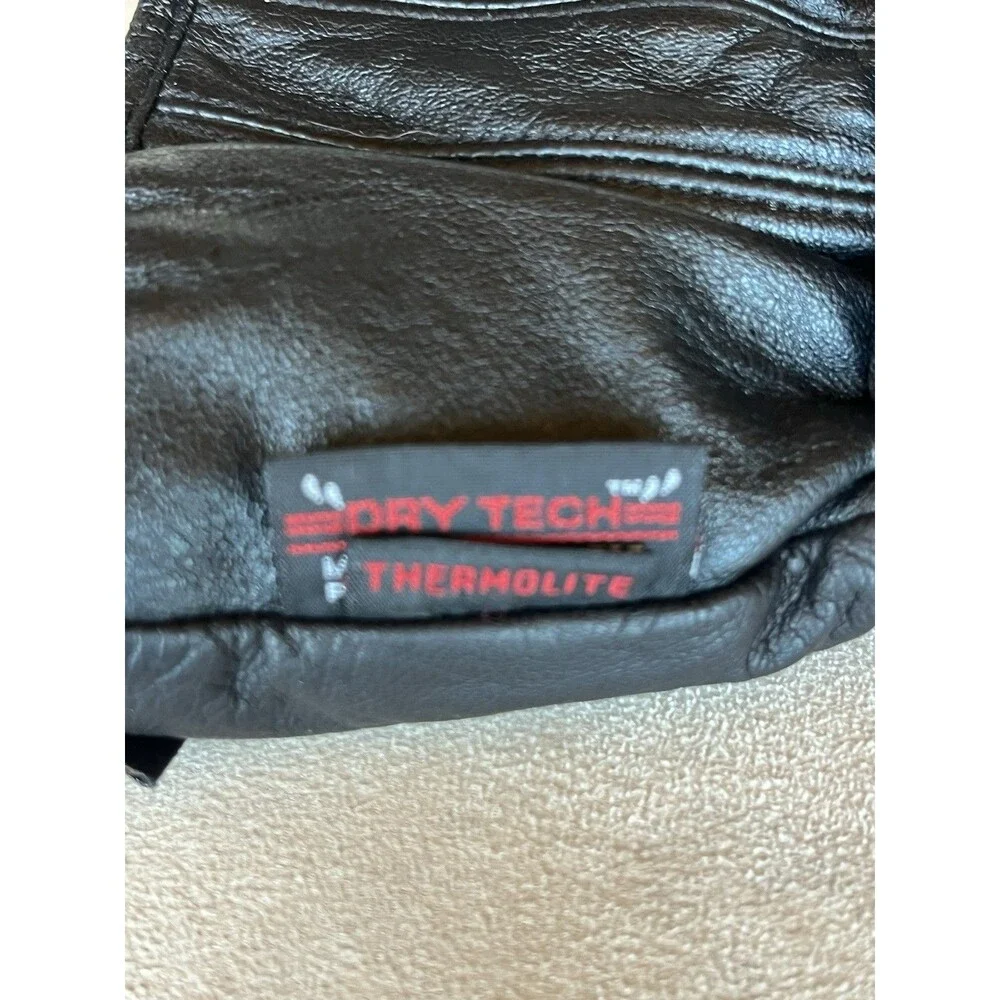 Power Tripp Women’s Black Motorcycle‎ Leather Dry Tech Thinsulate Gloves SZ M
